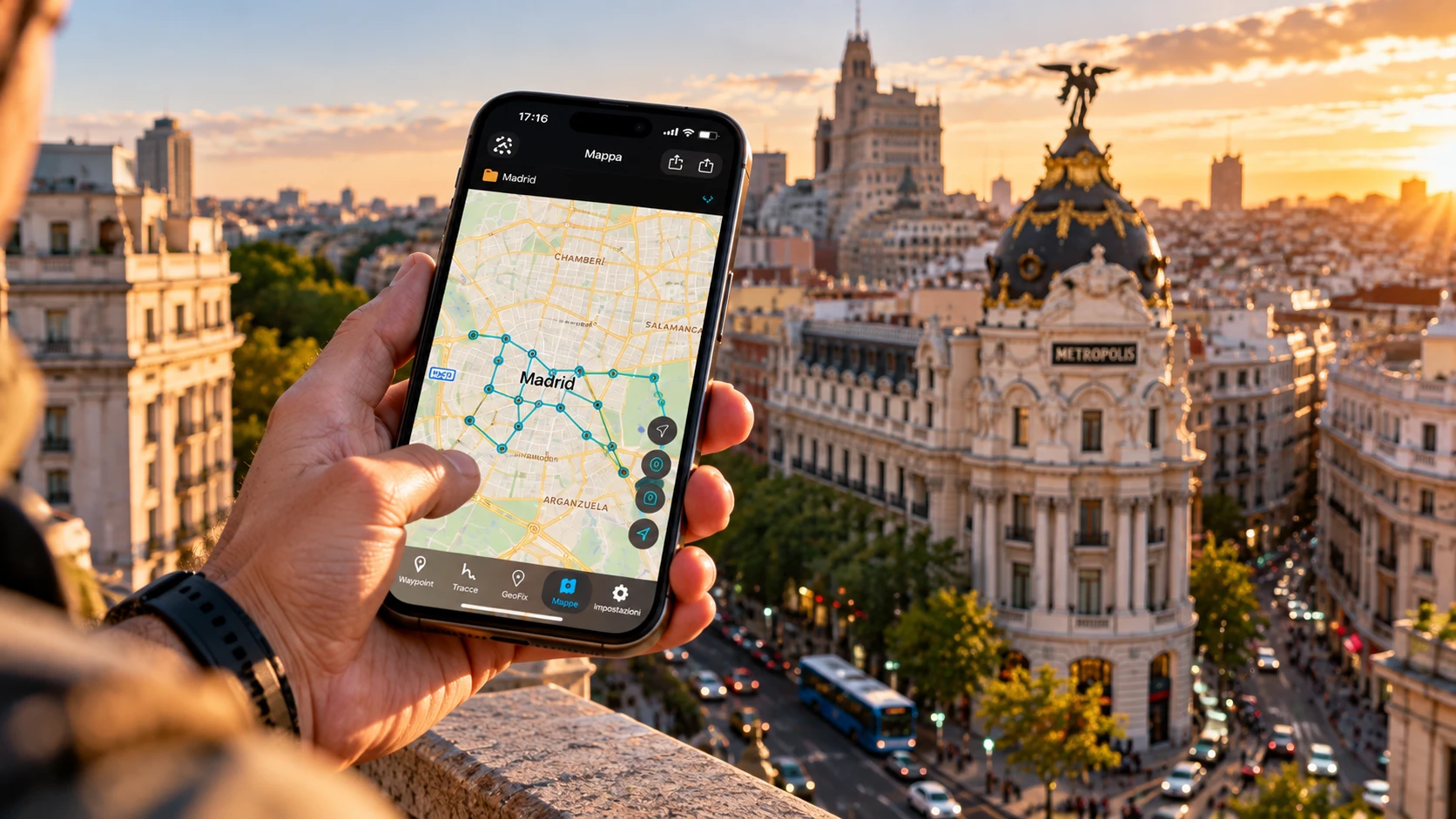 Percorso GPS di Madrid visualizzato in GeoFix